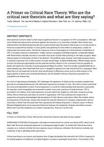 A primer on critical race theory: Who are the critical race theorists and what are they saying?