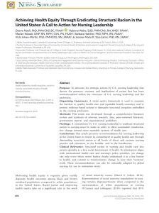 Achieving health equity through eradicating structural racism in the united states: A call to action for nursing leadership