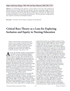Critical race theory as a lens for exploring inclusion and equity in nursing education